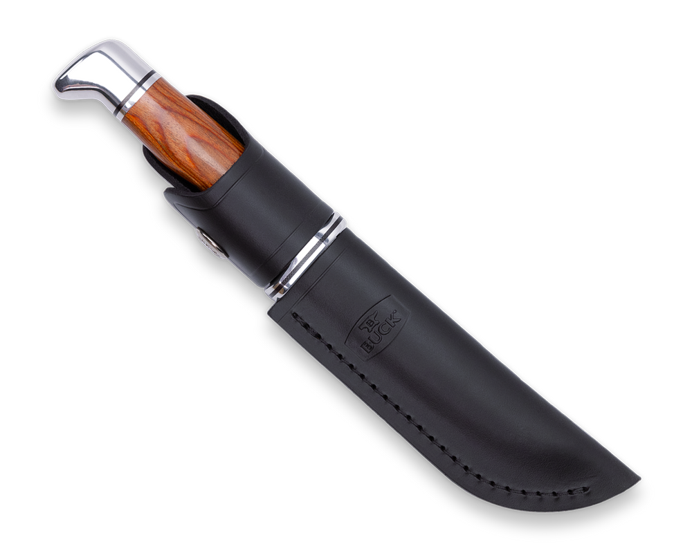 Buck Knives 117 Brahma – Jagd- und Outdoormesser mit 420HC Edelstahlklinge & Lederscheide Buck