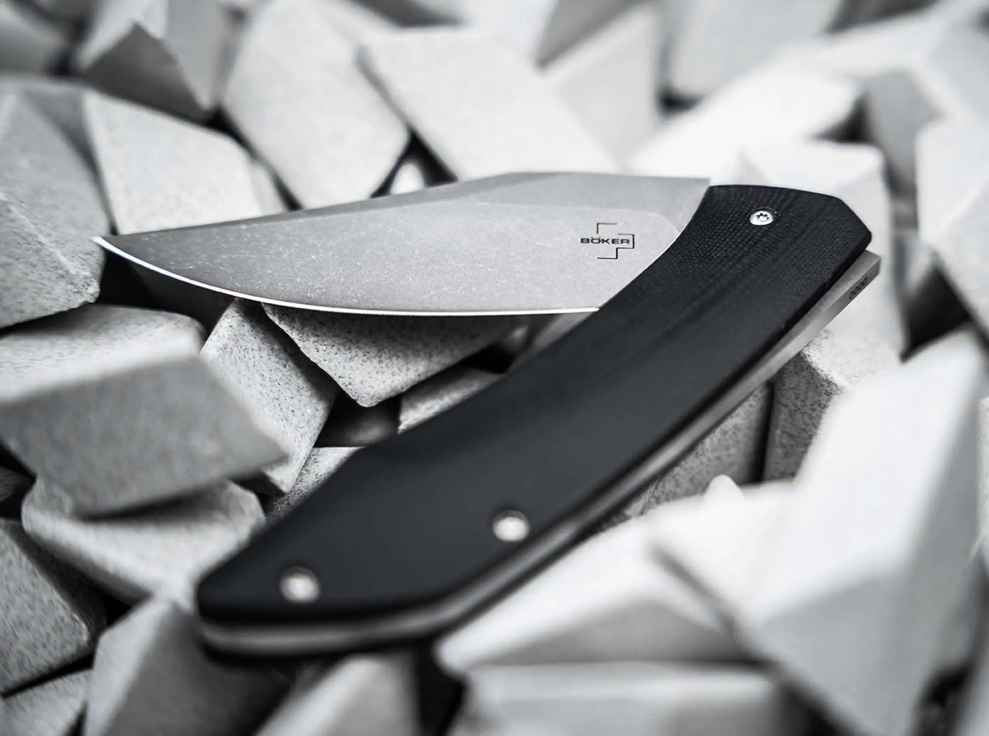 Böker Plus SamoSaur D2 G10 Slipjoint Messer Durand Lurquin Stonewash Clippoint Böker Plus