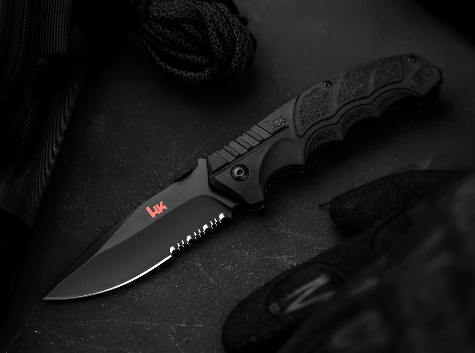 Heckler & Koch SFP Tactical Folder All Black D2 Linerlock Taschenmesser Heckler & Koch