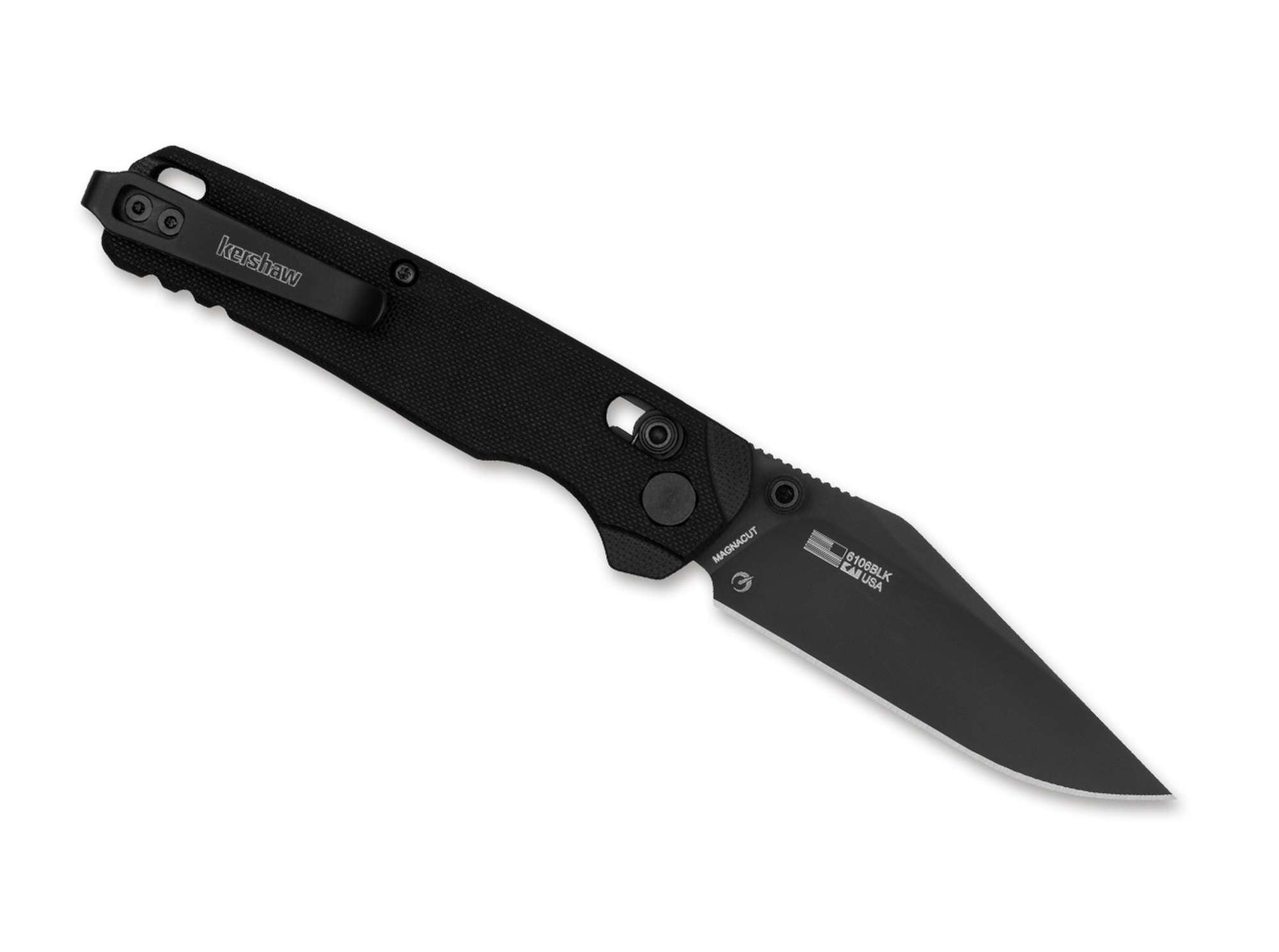 Kershaw Bel Air Clippoint MagnaCut All Black – Premium EDC Taschenmesser mit G10 & DuraLock | Made in USA Kershaw