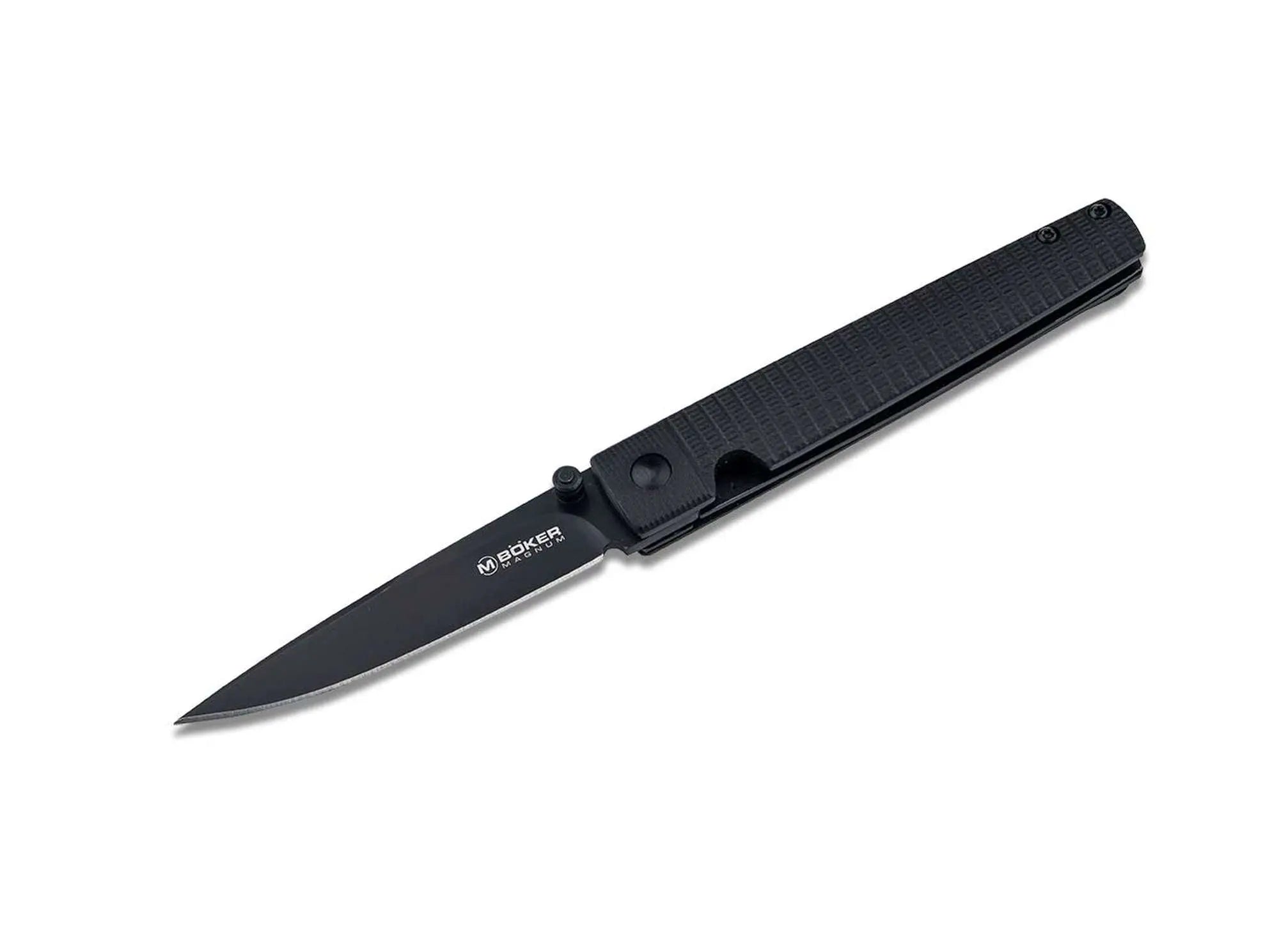 Böker Magnum Stereo G10 Linerlock 440A Droppoint Messer Schwarz Gentleman Tactical Böker Plus