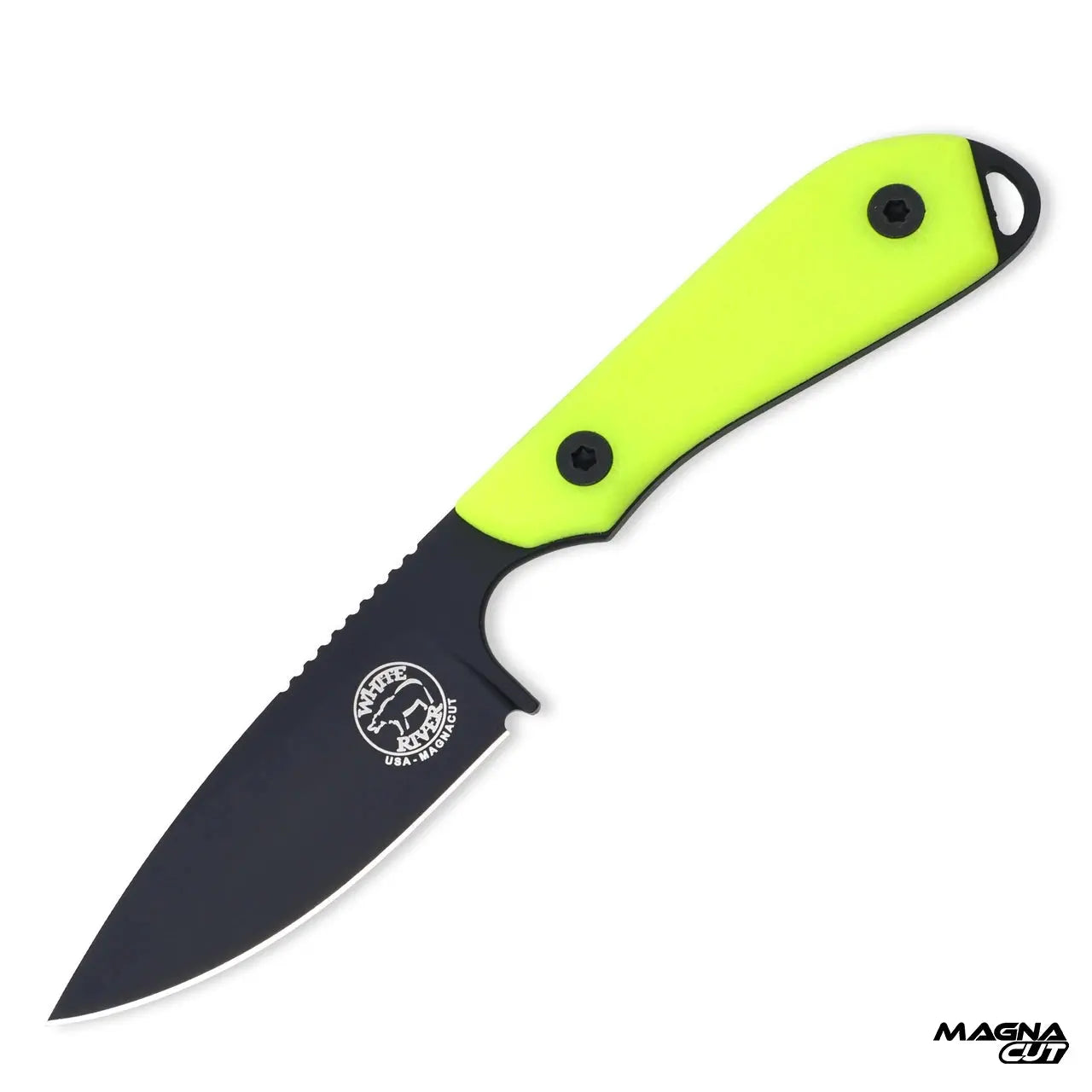 White River M1 Pro Hi-Vis – Feststehendes EDC-Messer mit CPM MagnaCut & gelbem G10, Made in USA White River Knife & Tool