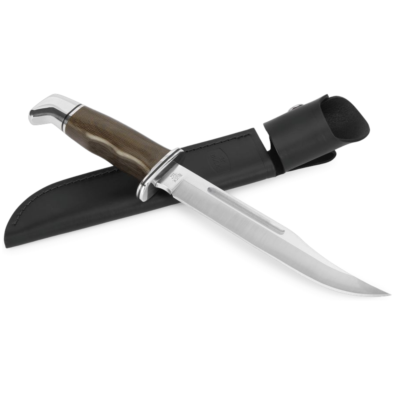 Buck 120 General Pro Jagdmesser – S35VN Stahl, Micarta Griff, Lederscheide – Made in USA Buck