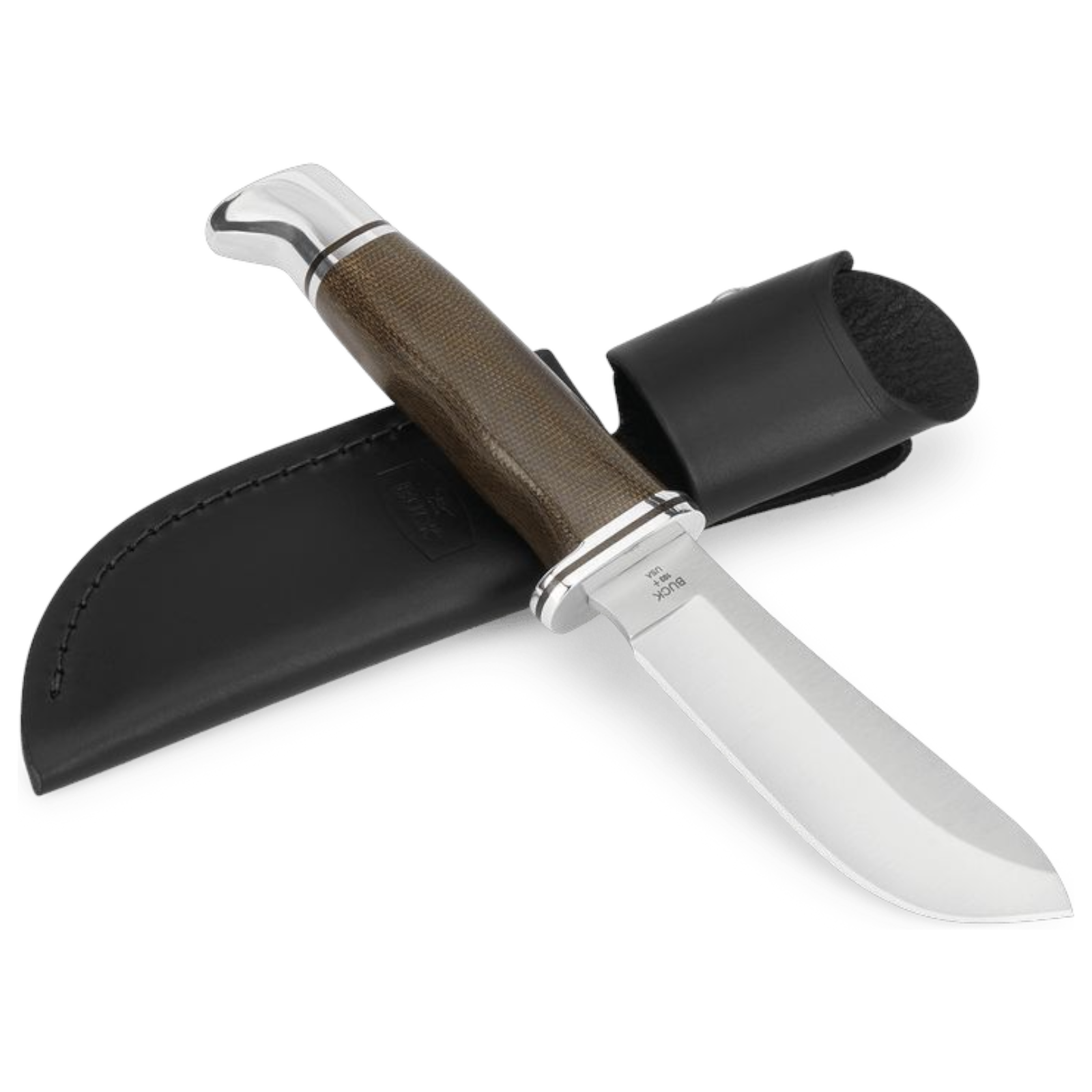 Buck 103 Skinner Pro Jagdmesser – S35VN Stahl, Micarta Griff, Lederscheide – Made in USA Buck
