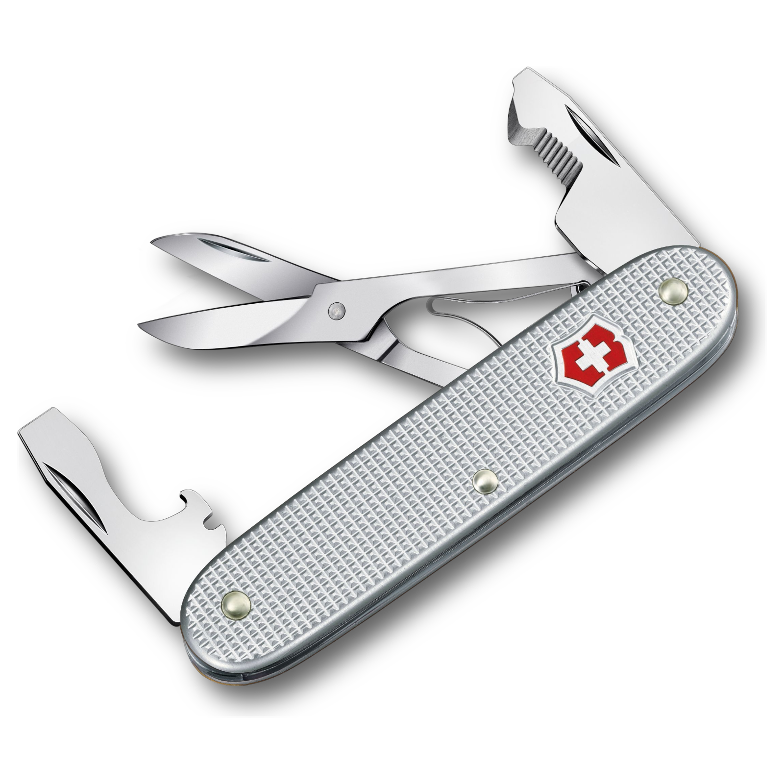 Victorinox Companion Slim Alox Silber 93 mm – Kompaktes Taschenwerkzeug mit Schere, ohne Messer Victorinox