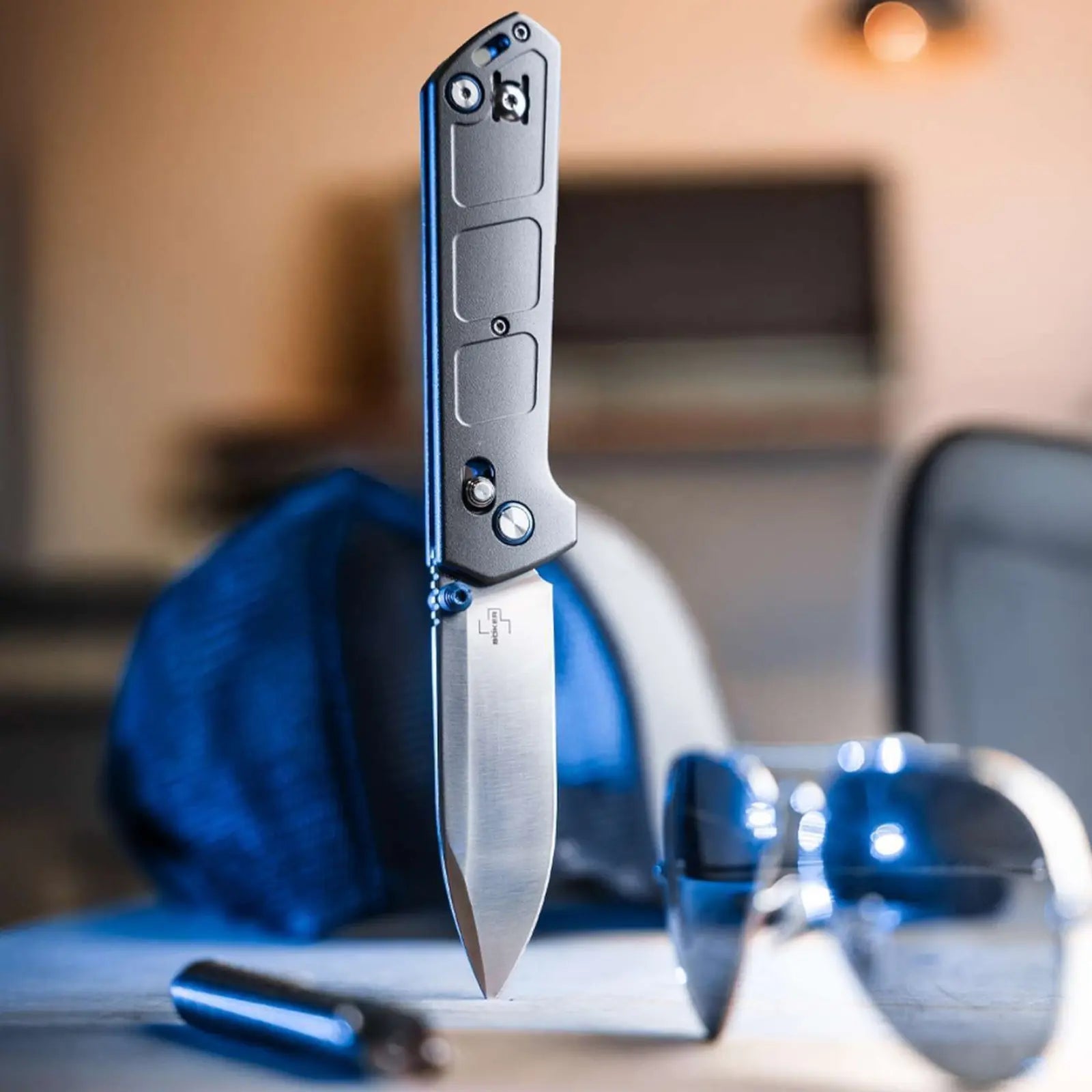 Böker Plus Kihon DC Alu – EDC Taschenmesser mit Nitro-V Klinge, Crossbar Lock & Aluminiumgriff Böker Plus