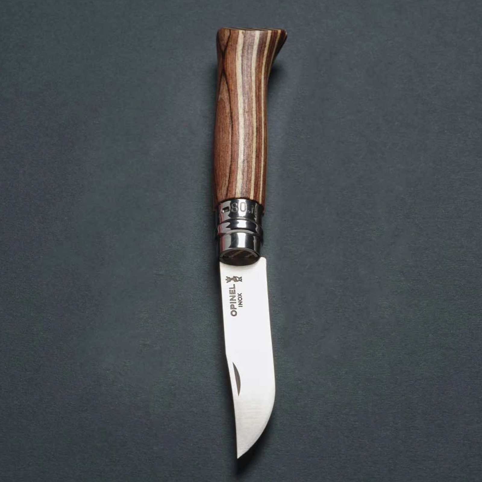 Opinel N°08 Laminierte Birke Braun – Edles Taschenmesser mit nachhaltigem Birkenholzgriff & Geschenkbox Opinel