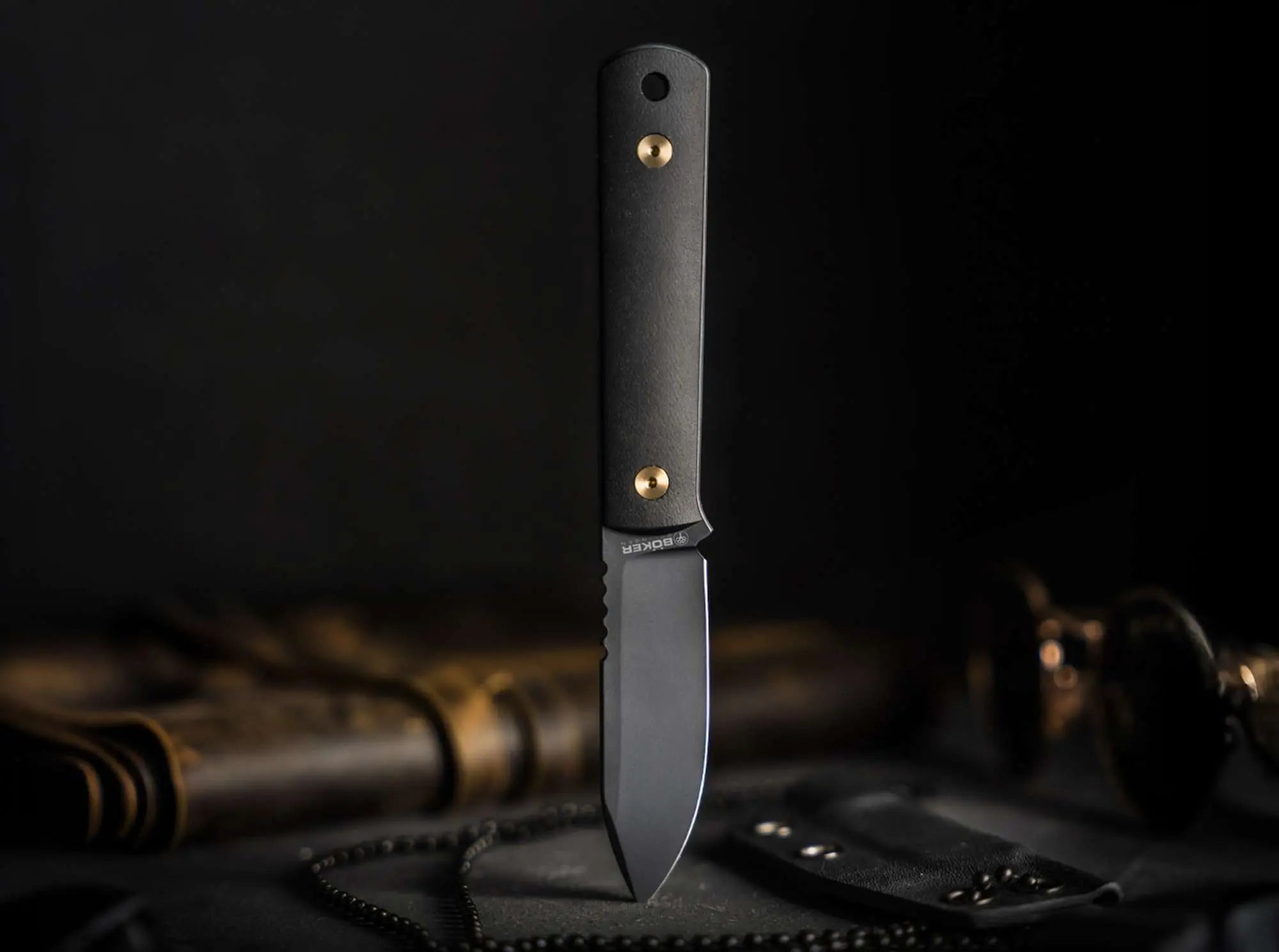 Böker BFF Packlite Allblack Stargaze – Ultraleichtes feststehendes EDC Messer mit MagnaCut-Klinge & Richlite-Griff Böker Manufaktur Solingen