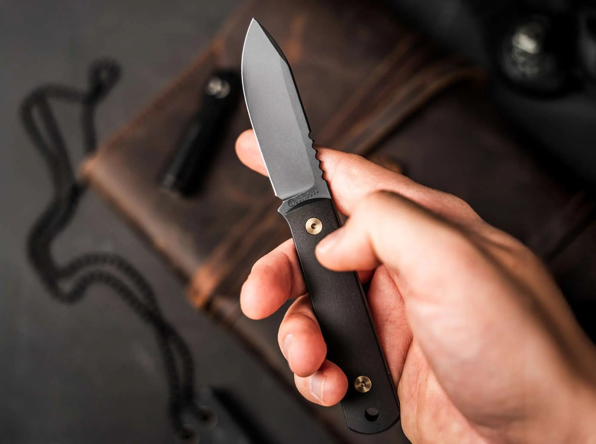 Böker BFF Packlite Allblack Stargaze – Ultraleichtes feststehendes EDC Messer mit MagnaCut-Klinge & Richlite-Griff Böker Manufaktur Solingen