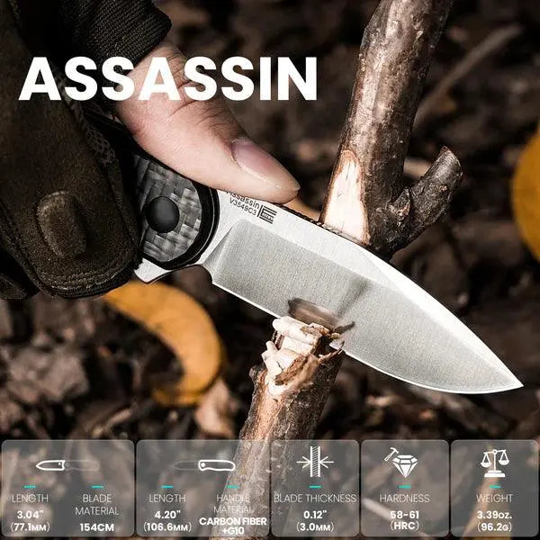Kizer Assassin CF G10 Black Button Lock Kizer