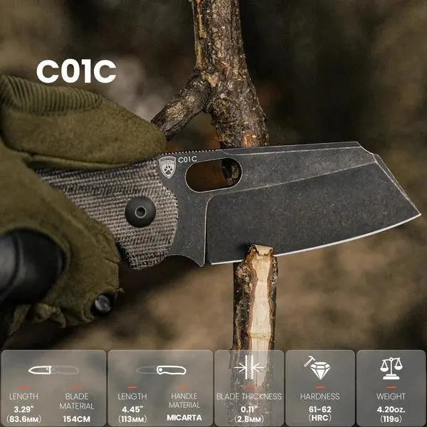 Kizer Sheepdog C01C Micarta Black Button Lock Kizer