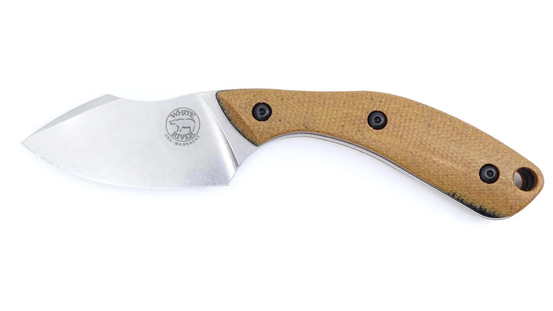 White River Apex Natural Canvas Micarta – MagnaCut Fixed Blade EDC | Made in USA White River Knife & Tool