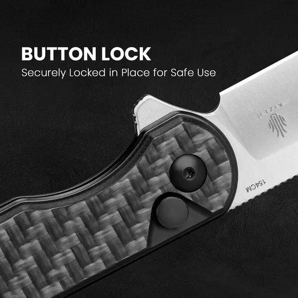 Kizer Assassin CF G10 Black Button Lock Kizer