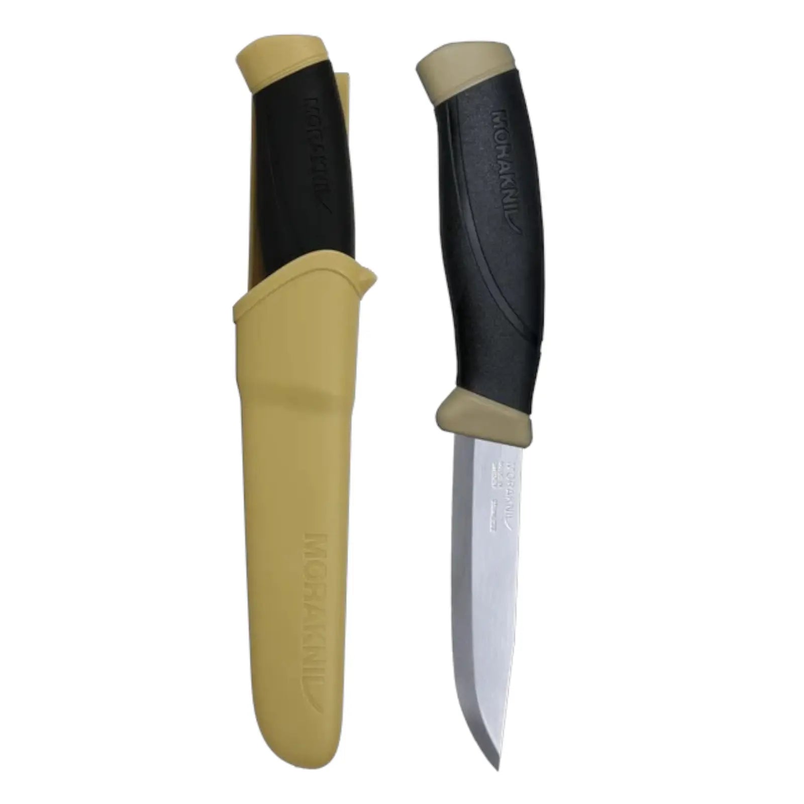 Morakniv Companion (S) Outdoor Messer Desert – 12C27 Edelstahl mit Scandi-Schliff & rutschfestem Griff Morakniv