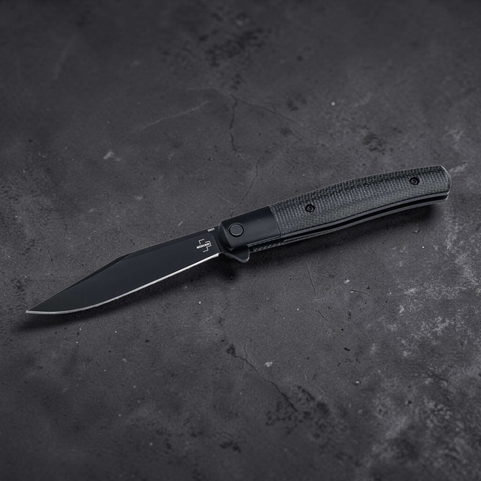 Böker Plus Modern Stockman – Taschenmesser mit Nitro-V Stahl, Micarta Griff & Flipper | Linerlock EDC Böker Plus