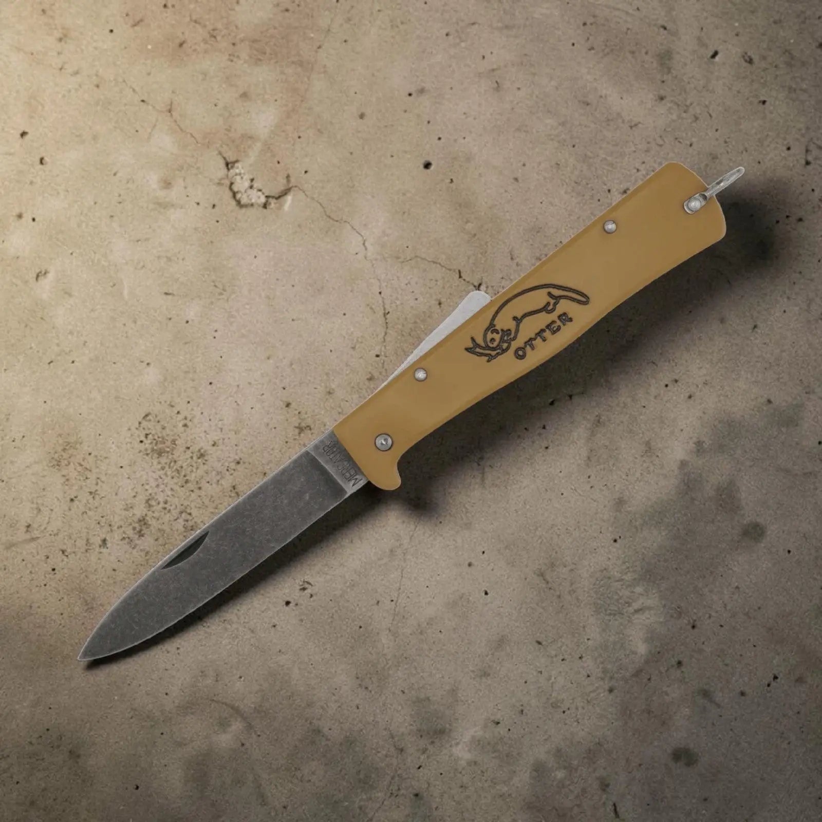 OTTER Mercator Sahara – Klappmesser mit C75 Stone Wash & sandfarbenem Griff, Solingen GMELCH