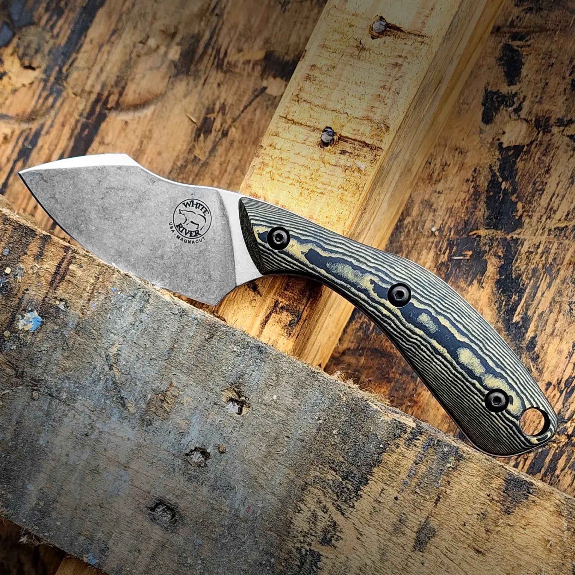 White River Apex Maple / Black Richlite – MagnaCut Fixed Blade EDC | Made in USA White River Knife & Tool