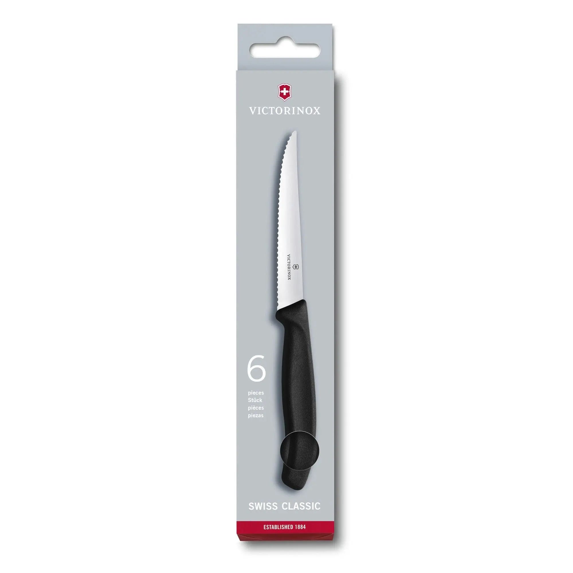 Victorinox STEAKMESSER-SET 11CM Schwarz 6-teilig Tafelmesser Victorinox