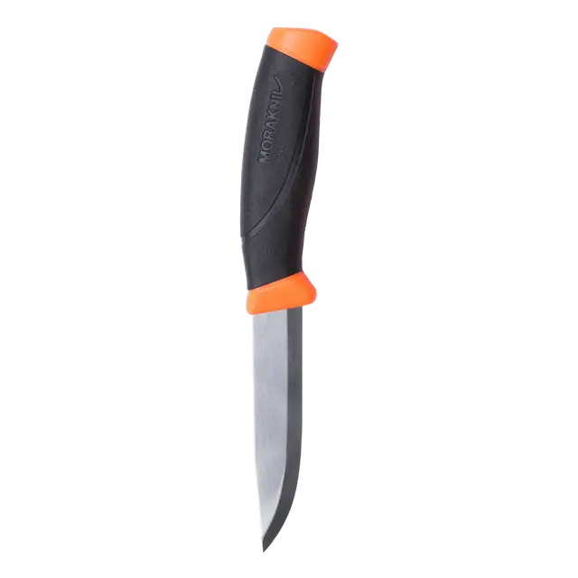Morakniv Companion (S) Outdoor Messer Hi-Vis Orange – 12C27 Edelstahl, Scandi Schliff & rutschfester Griff Morakniv
