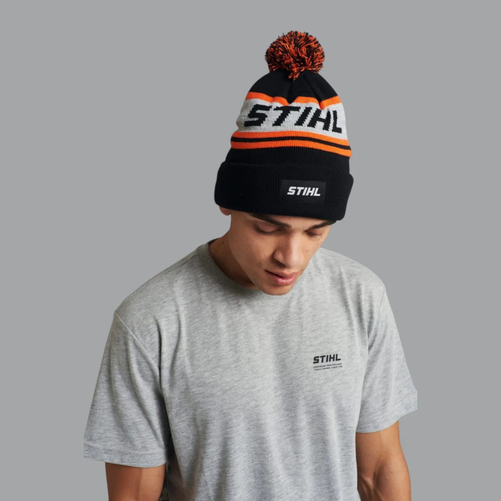 STIHL Mütze POMPON 24 Schwarz/Orange/Grau Stihl