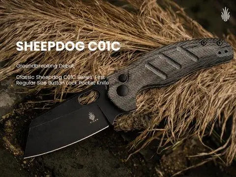 Kizer Sheepdog C01C Micarta Black Button Lock Kizer