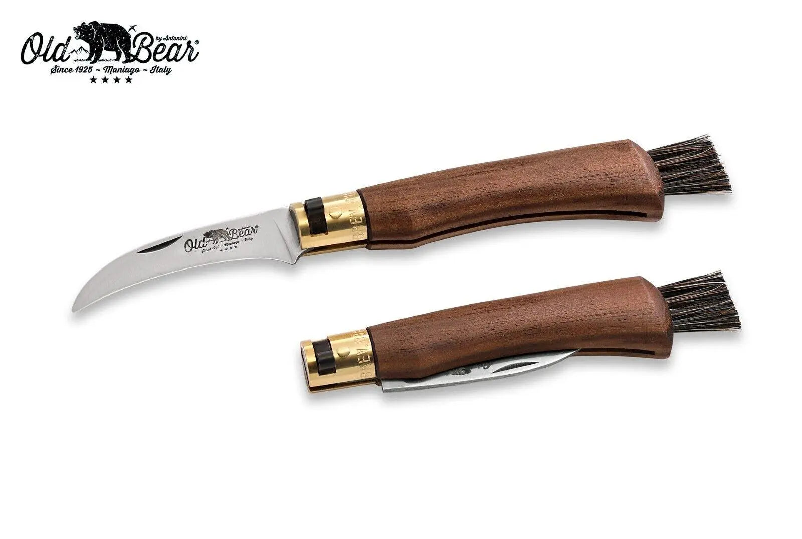 Antonini Old Bear Pilzmesser mit Bürste Mushroom American Walnut Antonini