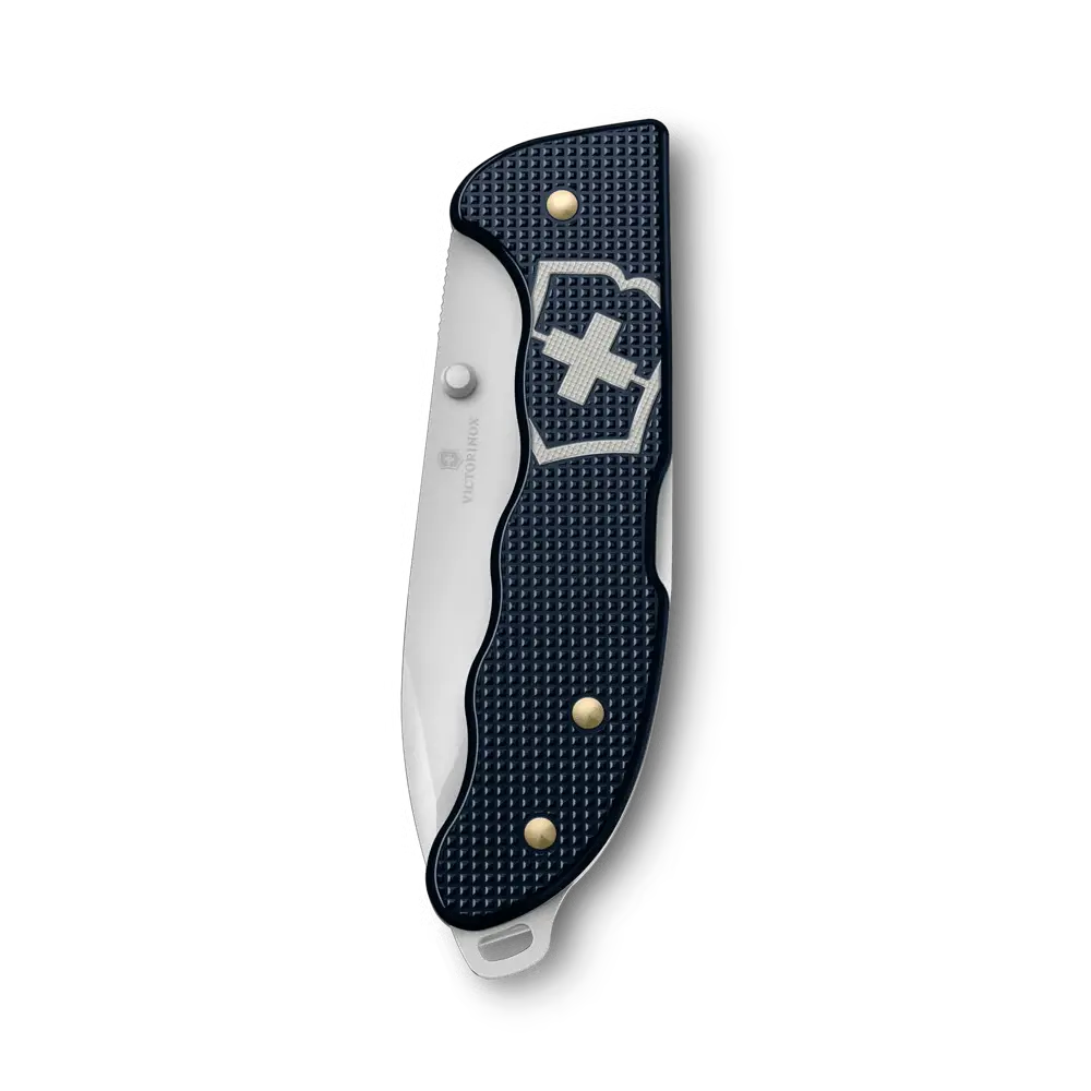 Victorinox Evoke Alox 0.9411.D22 – Seitenansicht mit 9,6-cm-Drop-Point-Klinge