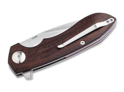 Böker Arbolito Wilki G – Taschenmesser mit 14C28N-Klinge & Guayacan-Ebenholz-Griff, 19,5 cm, Linerlock, Handarbeit aus Argentinien