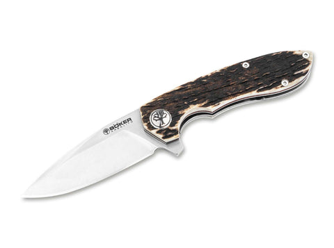 Böker Arbolito Wilki H Taschenmesser – Hirschhorn Griff, 14C28N Klinge, Outdoor & Jagdmesser