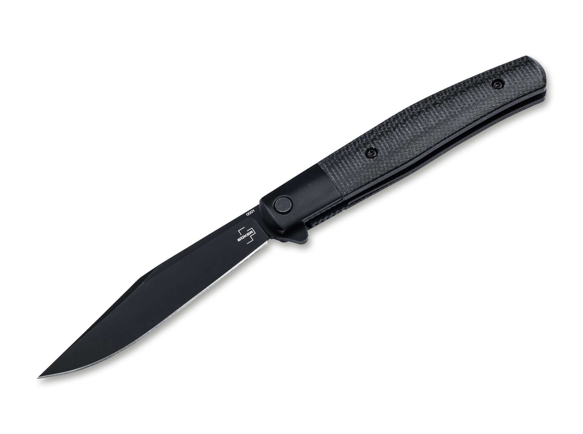 Böker Plus Modern Stockman – Taschenmesser mit Nitro-V Stahl, Micarta Griff & Flipper | Linerlock EDC Böker Plus