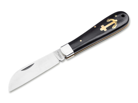 History Knife & Tool Anchor Knife – Traditionelles Ankermesser, Ebenholzgriff mit Messinganker, Klinge 1.4116 Stahl