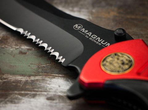 Böker Magnum Rettungsmesser Glasbrecher Gurtschneider Hosenclip rostfrei  scharf