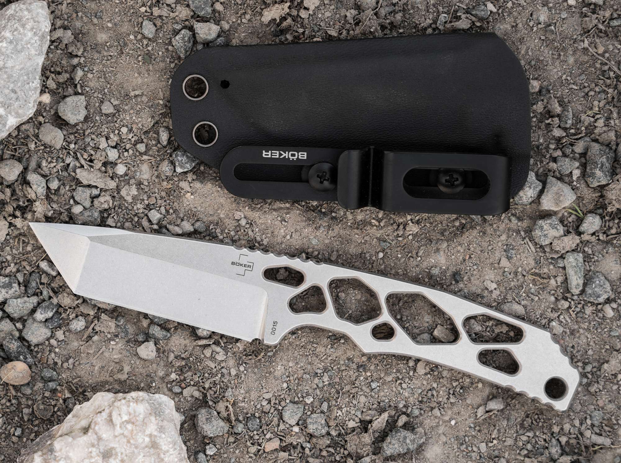 Böker Plus Superlight Tanto Feststehendes Messer D2 Stahl Kydexscheide