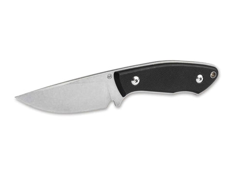 Böker Plus Mini D.A.D. feststehendes EDC-Messer mit D2-Droppointklinge und schwarzen G10-Griffschalen