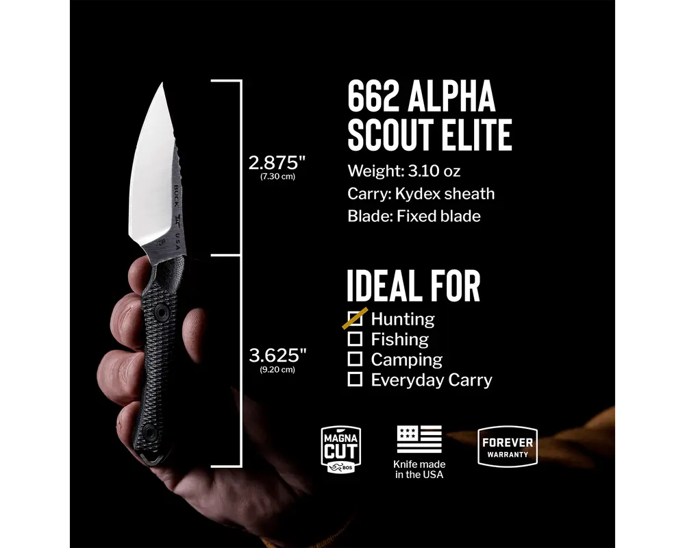 Buck 662 Alpha Scout Elite Black G10 – MagnaCut Jagdmesser (0662BKS-B) - GMELCH