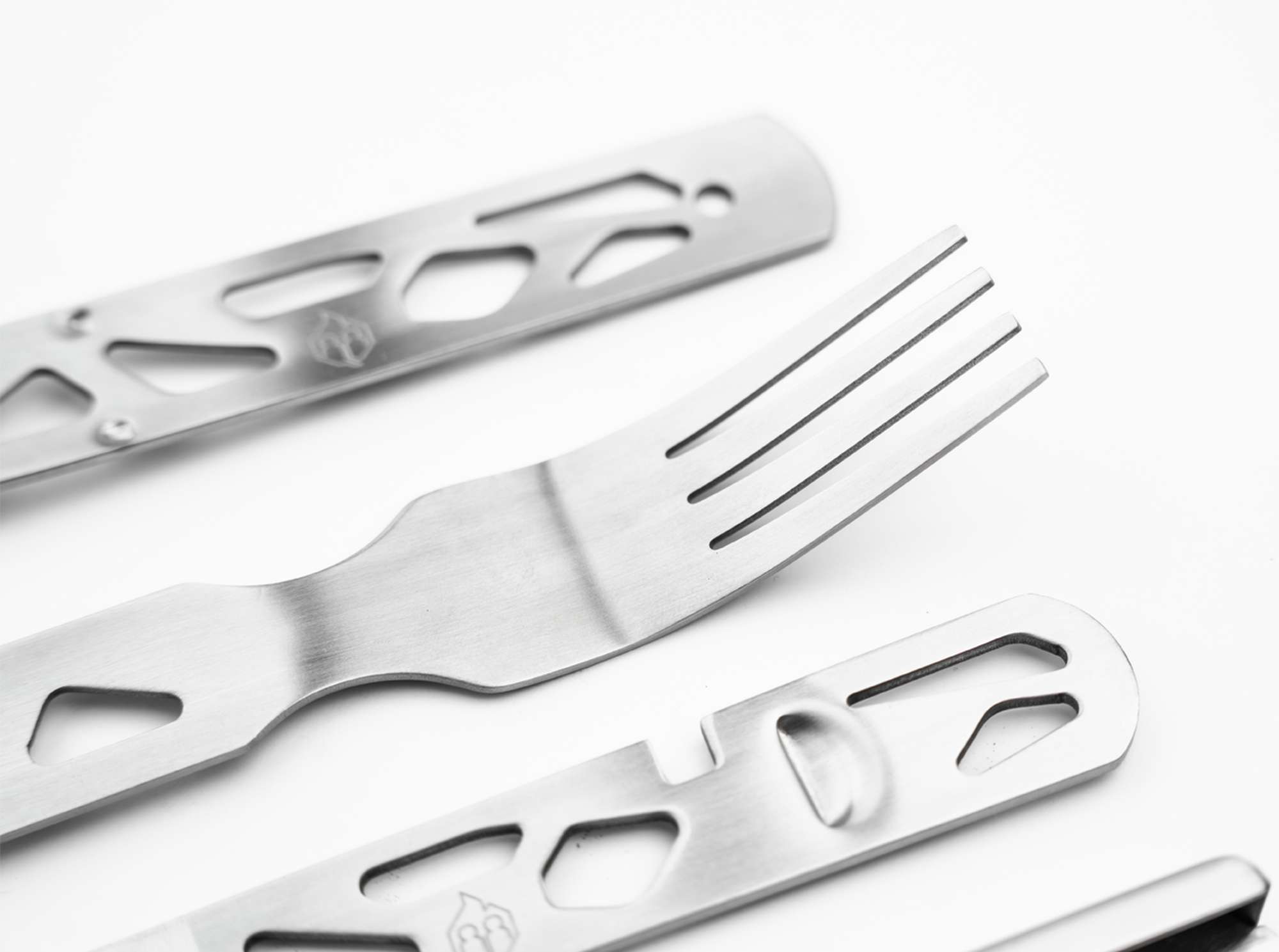 Naturensöhne Campingbesteck Set Edelstahl Messer Gabel Löffel Dosenöffner Böker Plus