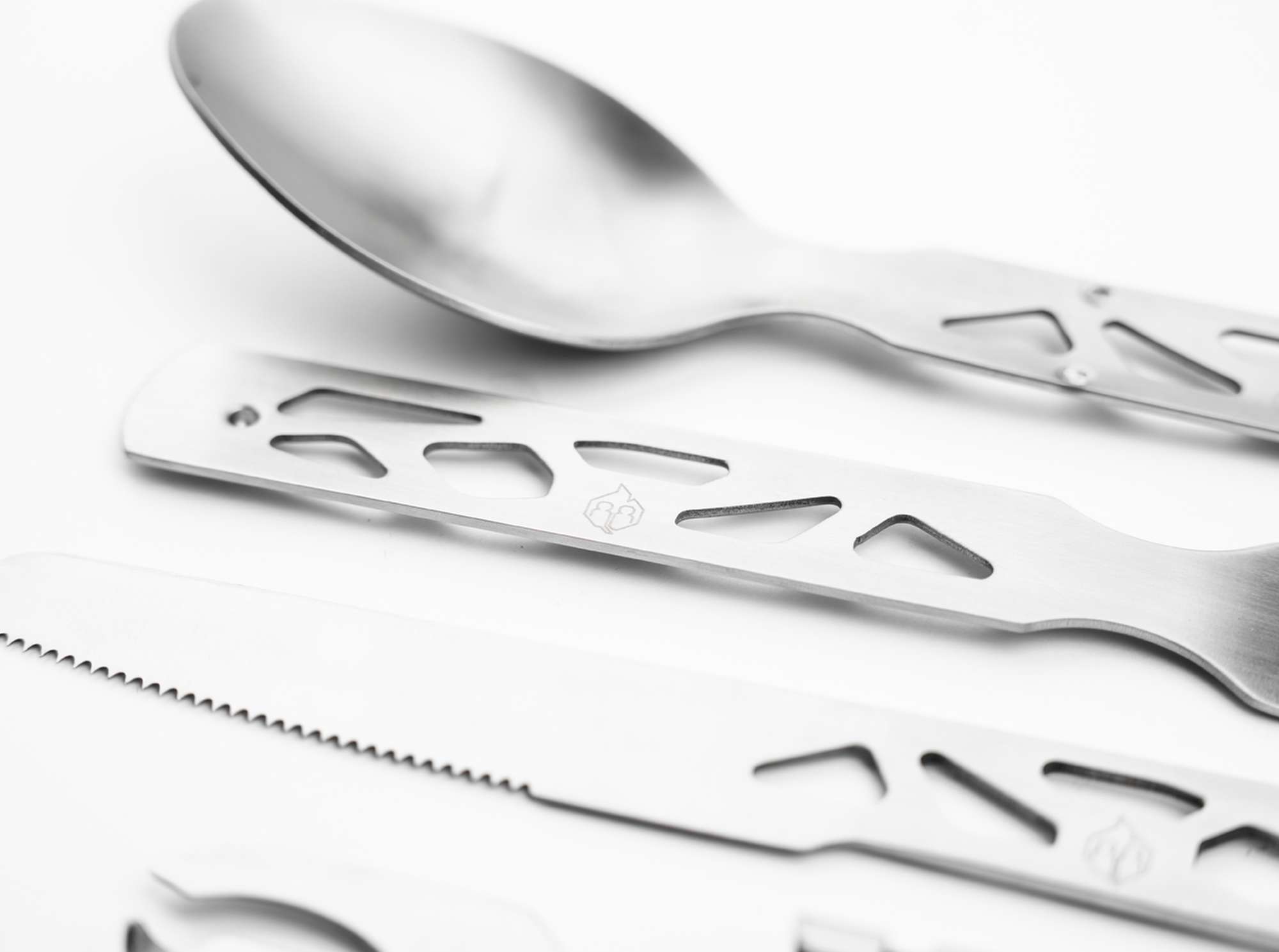 Naturensöhne Campingbesteck Set Edelstahl Messer Gabel Löffel Dosenöffner Böker Plus