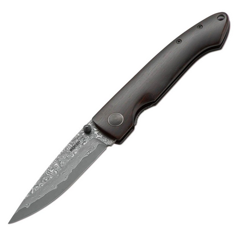 Böker Plus Damascus Gent I Taschenmesser Damaststahl Ebenholz Linerlock Messer