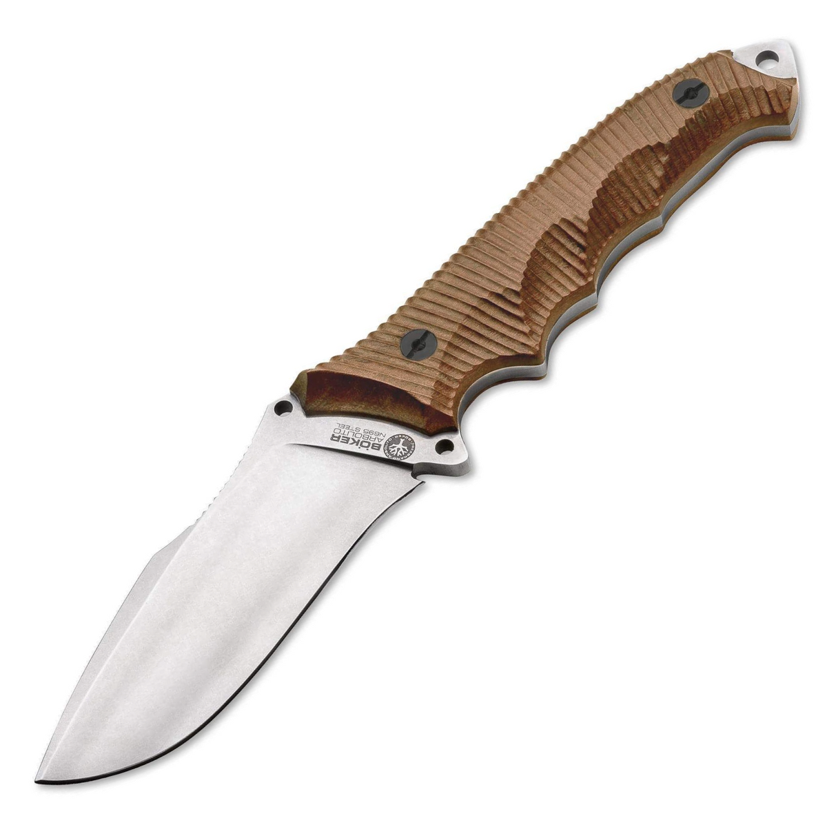 Böker Arbolito Buffalo Soul 42 Messer – N695 Stahl, Ebenholzgriff, Lederscheide