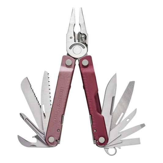 Leatherman Rebar Heathered Cranberry Multitool mit 17 Werkzeugen