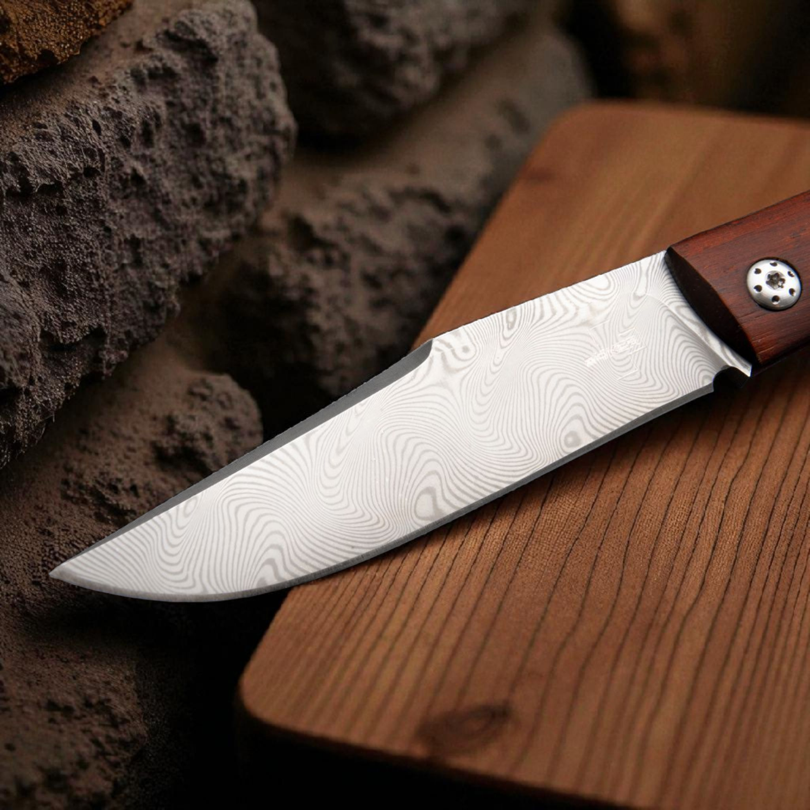 Böker Plus Slack Damast Taschenmesser Cocobolo Holz 110 Lagen Slipjoint