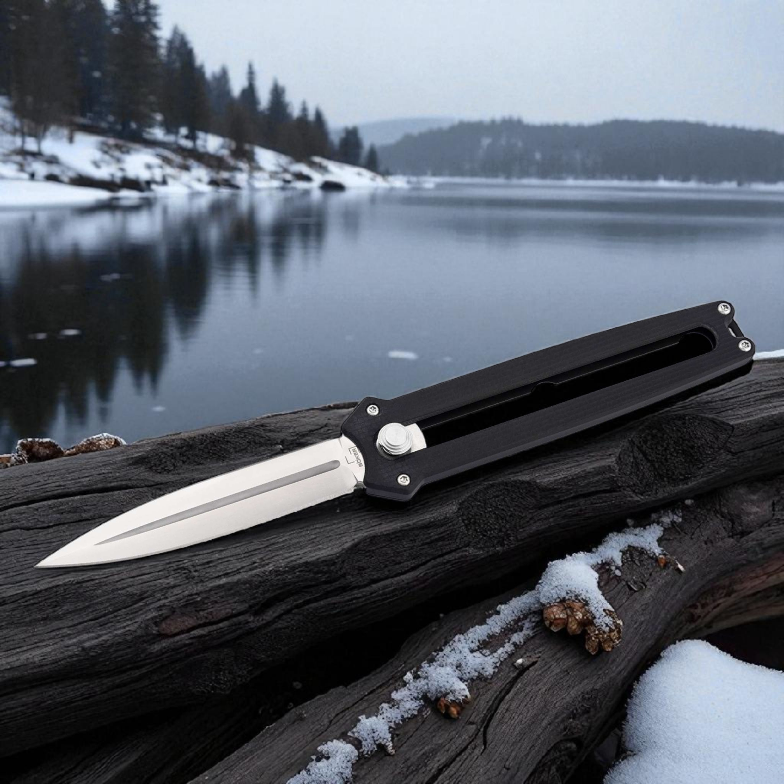 Böker Plus Slike D2 Dolch G10 Griff Druckknopf Front Opening Taschenmesser