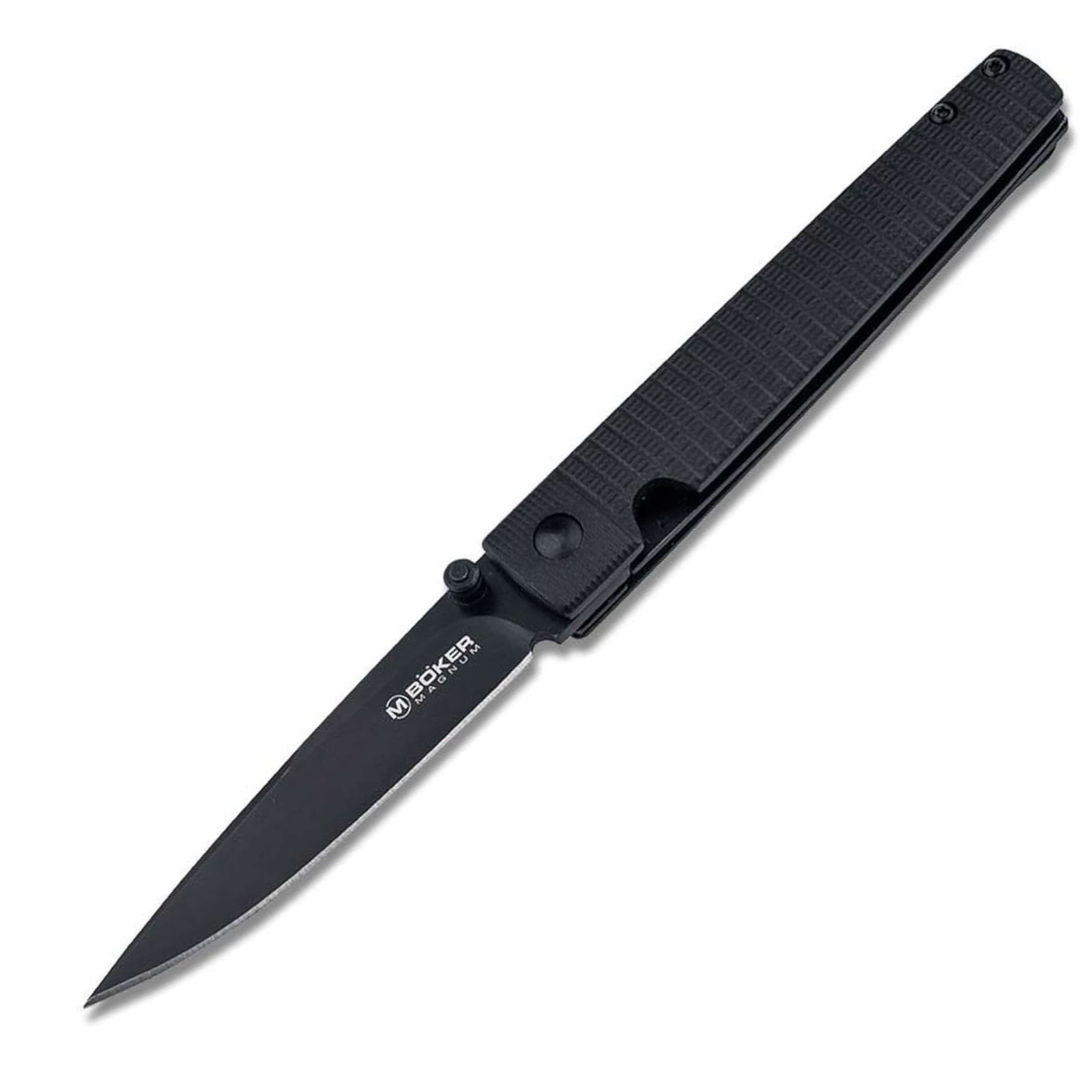 Böker Magnum Stereo G10 Linerlock 440A Droppoint Messer Schwarz Gentleman Tactical