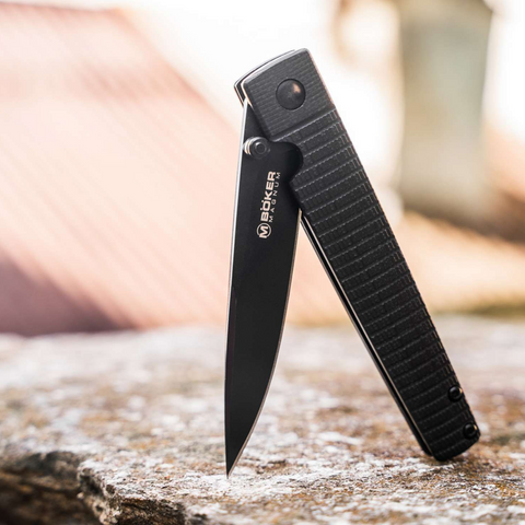 Böker Magnum Stereo G10 Linerlock 440A Droppoint Messer Schwarz Gentleman Tactical