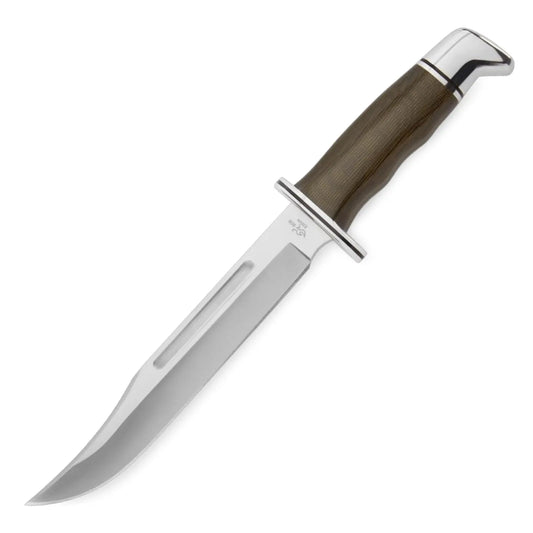 Buck 120 General Pro Jagdmesser – S35VN Stahl, Micarta Griff, Lederscheide – Made in USA Buck