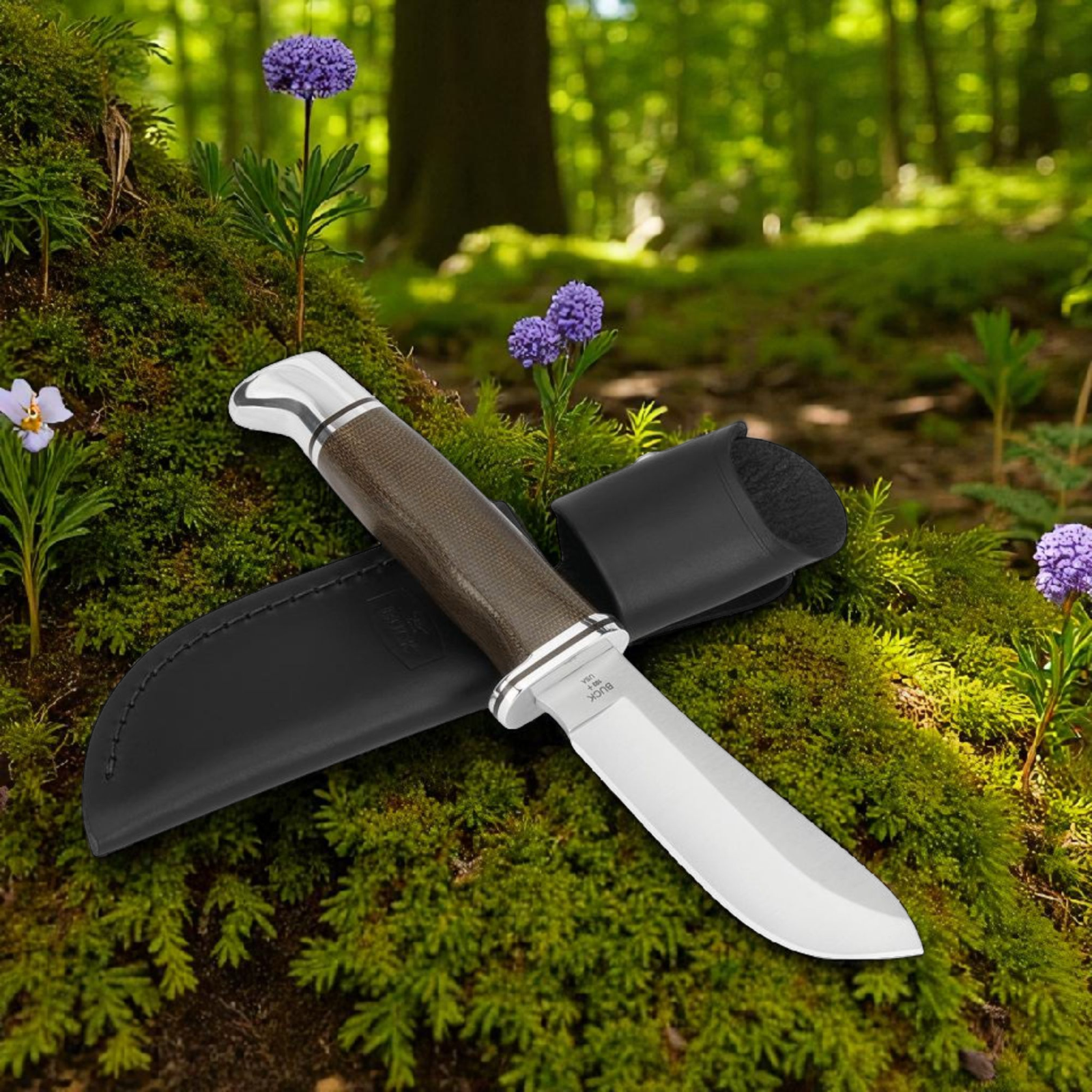 Buck 103 Skinner Pro Jagdmesser – S35VN Stahl, Micarta Griff, Lederscheide – Made in USA