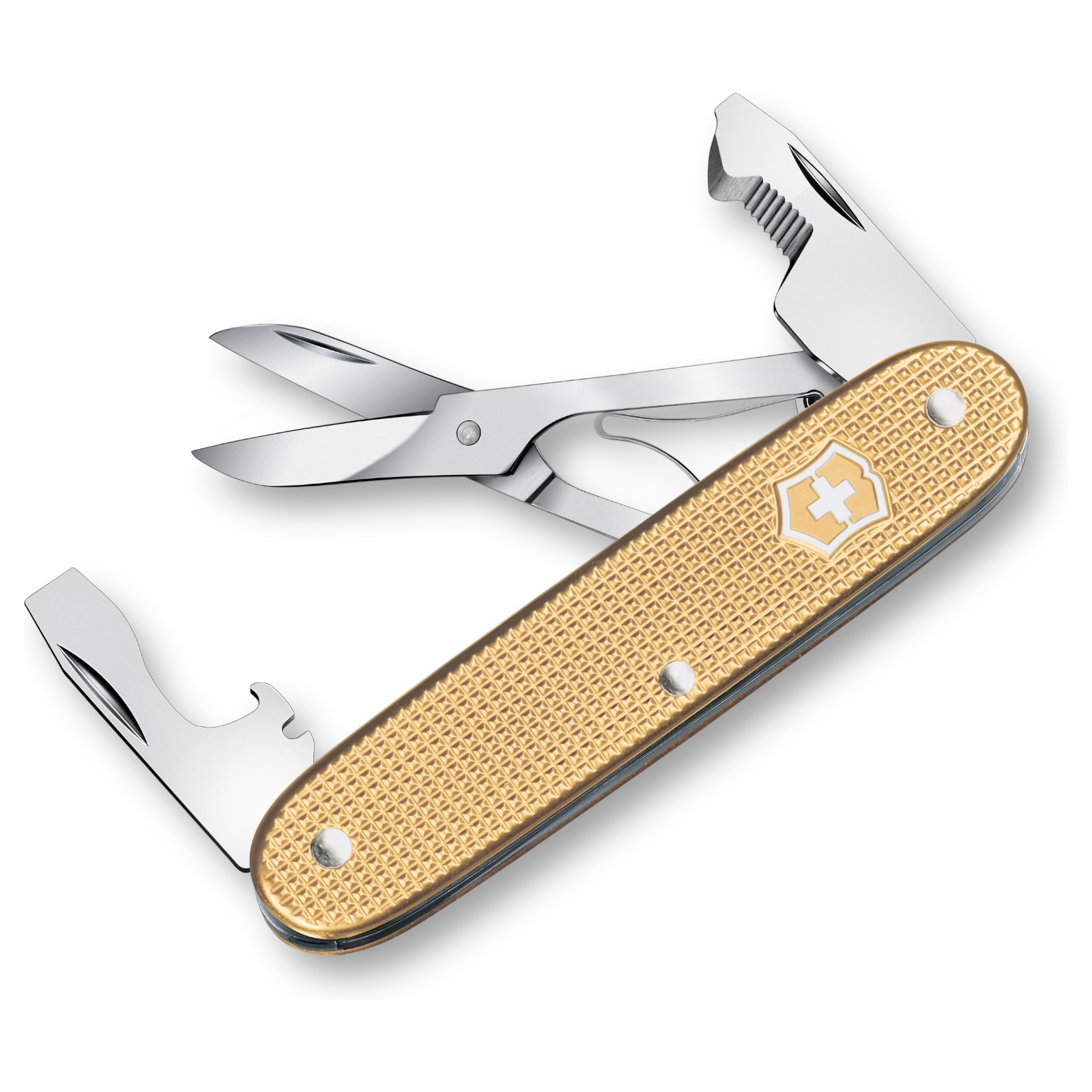 Victorinox Companion Slim Alox Gold 93 mm – Elegantes Taschenwerkzeug mit Schere, ohne Klinge