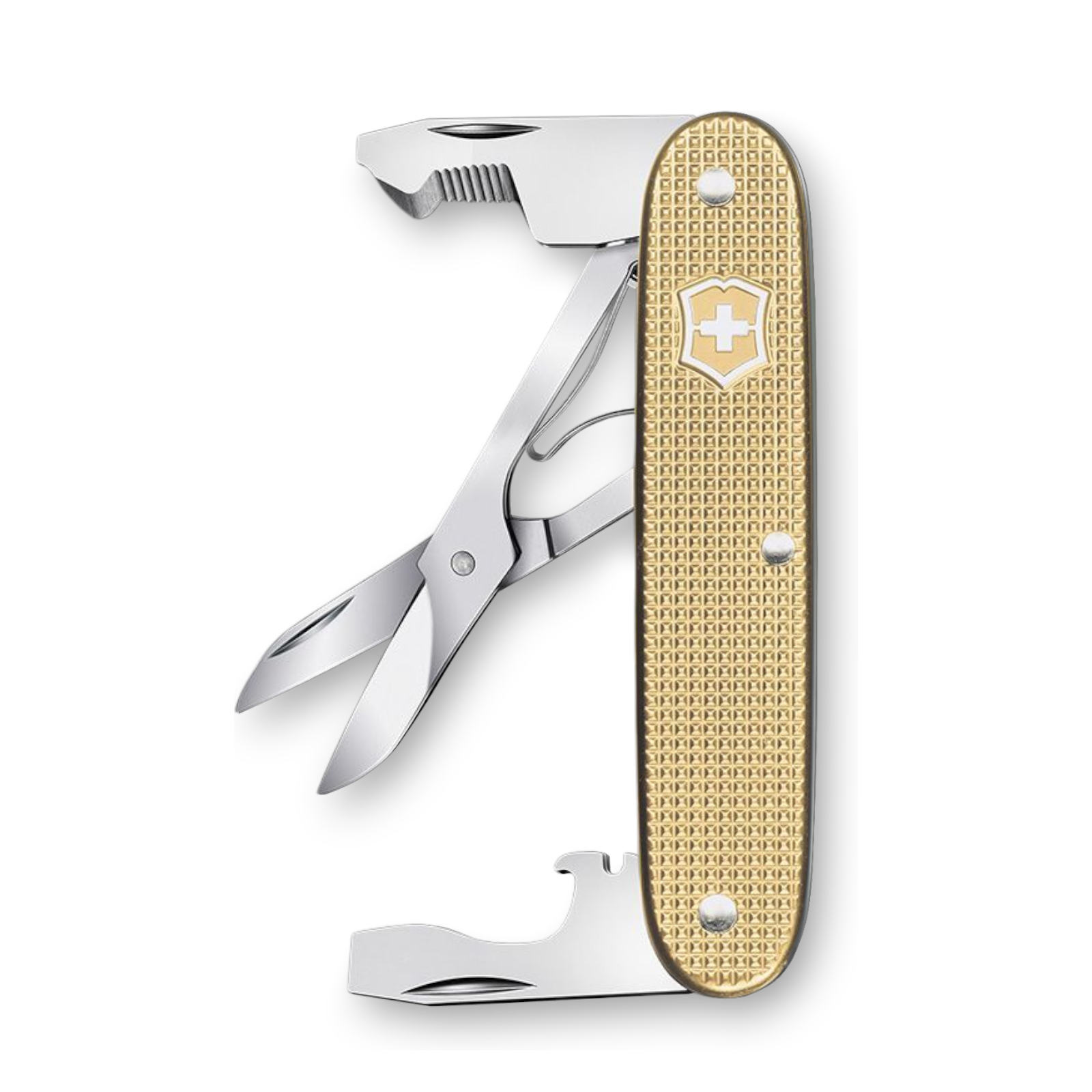 Victorinox Companion Slim Alox Gold 93 mm – Elegantes Taschenwerkzeug mit Schere, ohne Klinge
