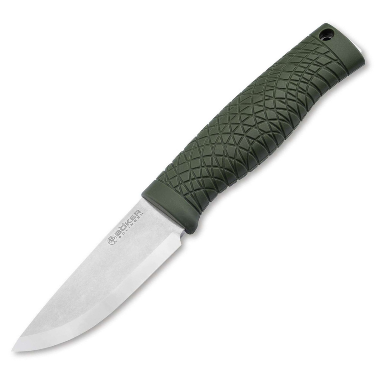Böker Manufaktur Solingen Bronco Mini CPM-3V Green Scandi – Kompaktes Bushcraft Messer mit Scandi-Schliff, CPM-3V Stahl & Kydexscheide