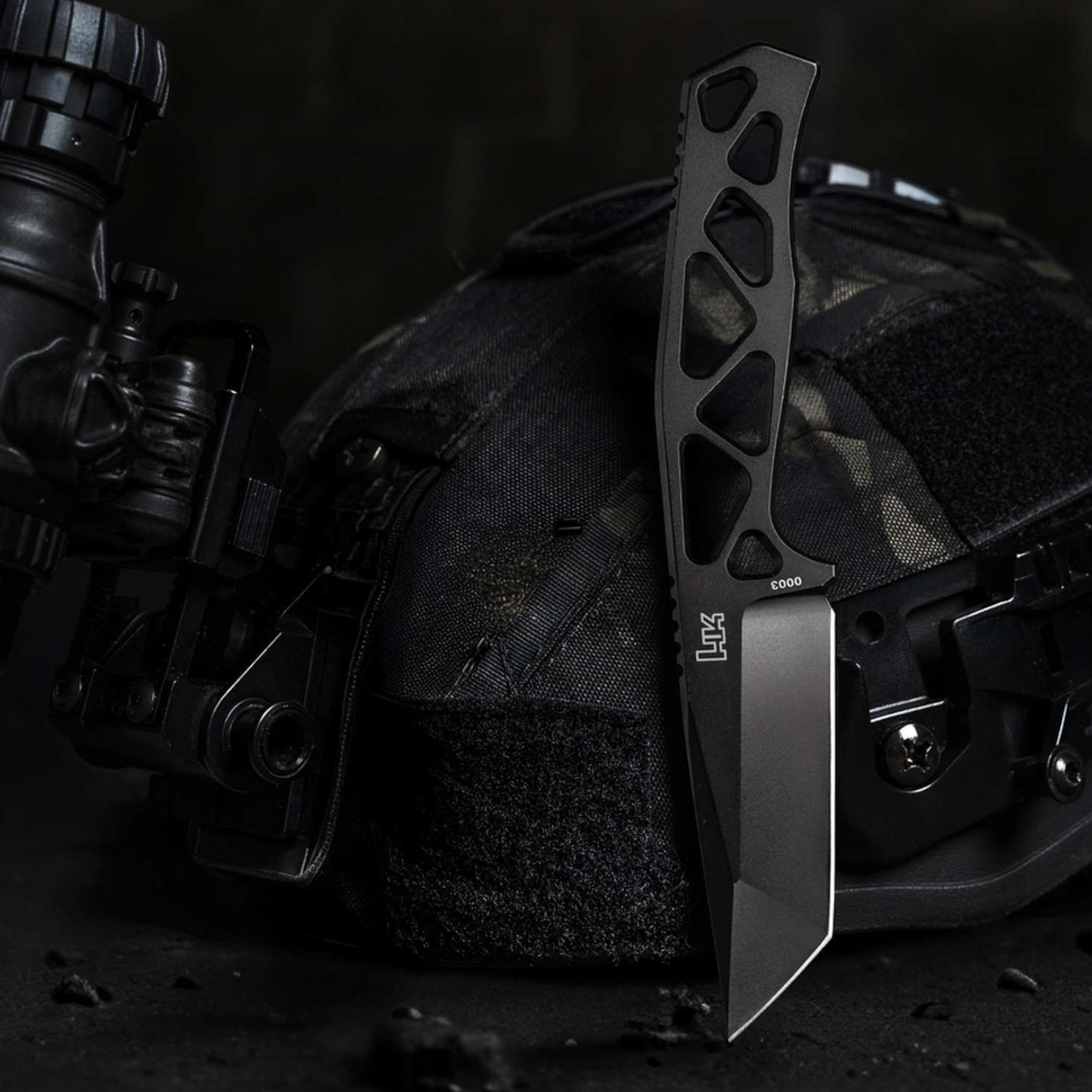Heckler & Koch FX01 – Feststehendes Ganzstahlmesser D2, Tanto-Klinge & Kydexscheide